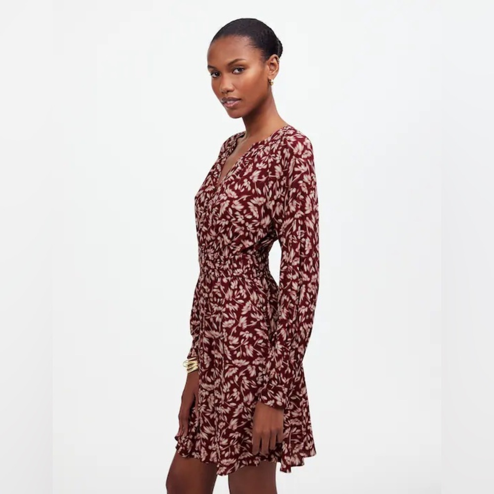 Madewell Smocked Y-Neck Mini Dress in Floral
